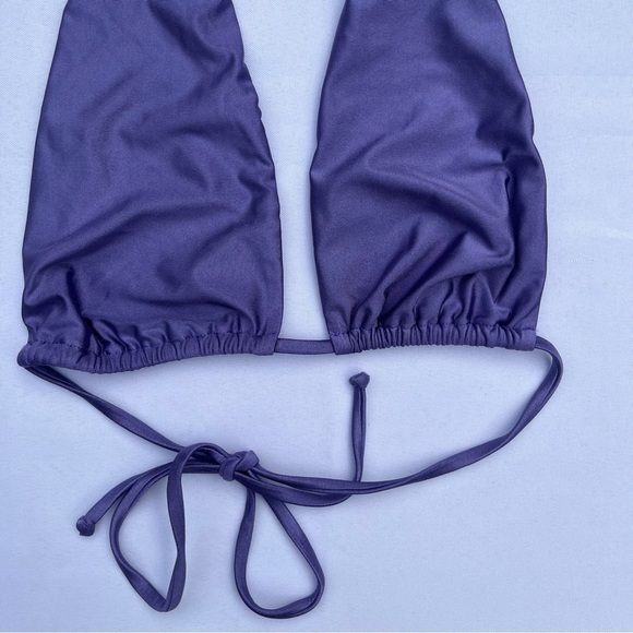 Good American Lilac Mist Shine Ruched Halter Neck Bikini Top Size XLarge/4 NWT - Picture 5 of 14
